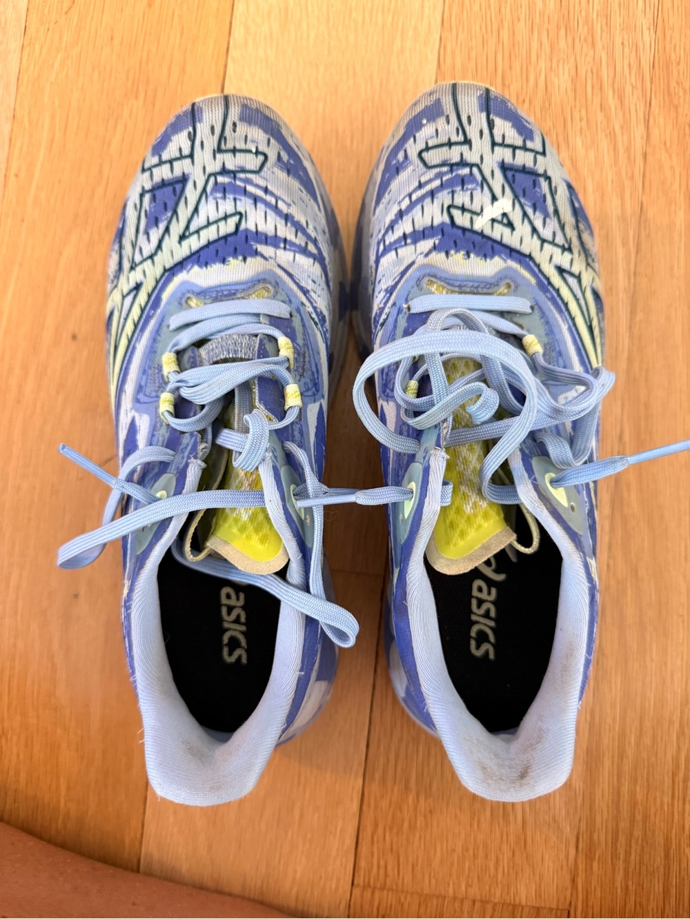 ASICS Women's Light Blue and Yellow Athletic Running Shoes